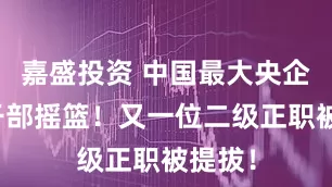 嘉盛投资 中国最大央企再成干部摇篮！又一位二级正职被提拔！